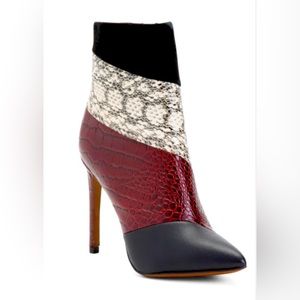 BCBG MaxAzria Mixed Leather Stiletto Booties